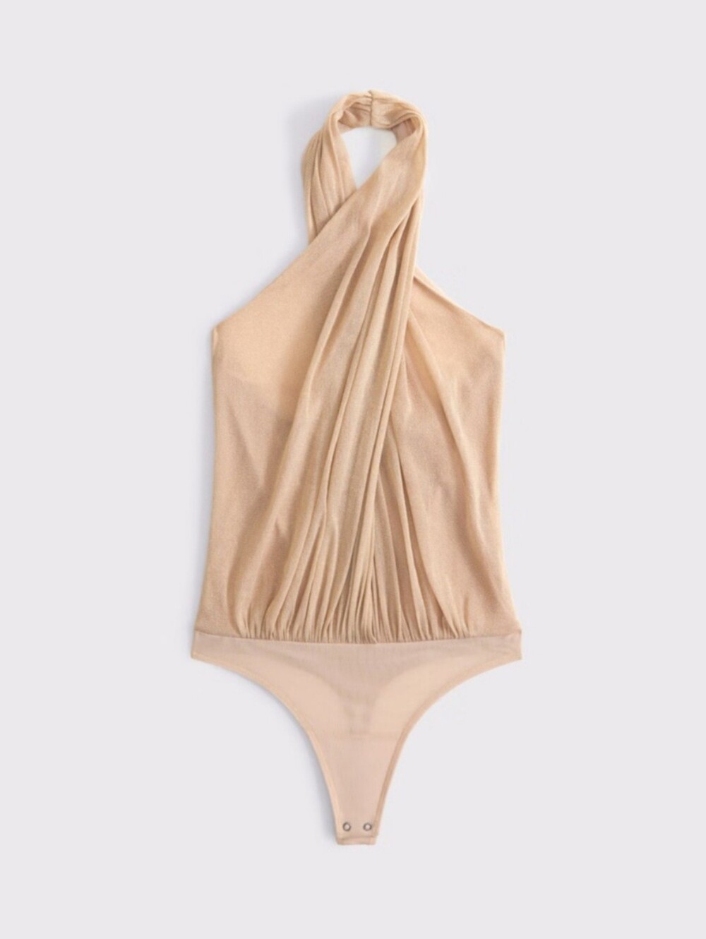 NWT Abercrombie & Fitch Halter Wrap Bodysuit Sz Small Gold Shimmer Wrap Front